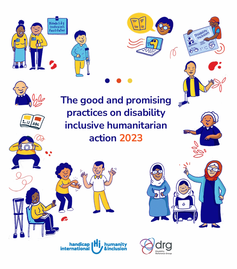 Report cover page for the "Good and promising practices in disability inclusive humanitarian action 2023"